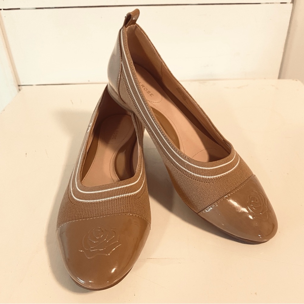 TARYN ROSE "Pamela" Flats with Comfortable Stretch Upper & Patent Leather - 9B